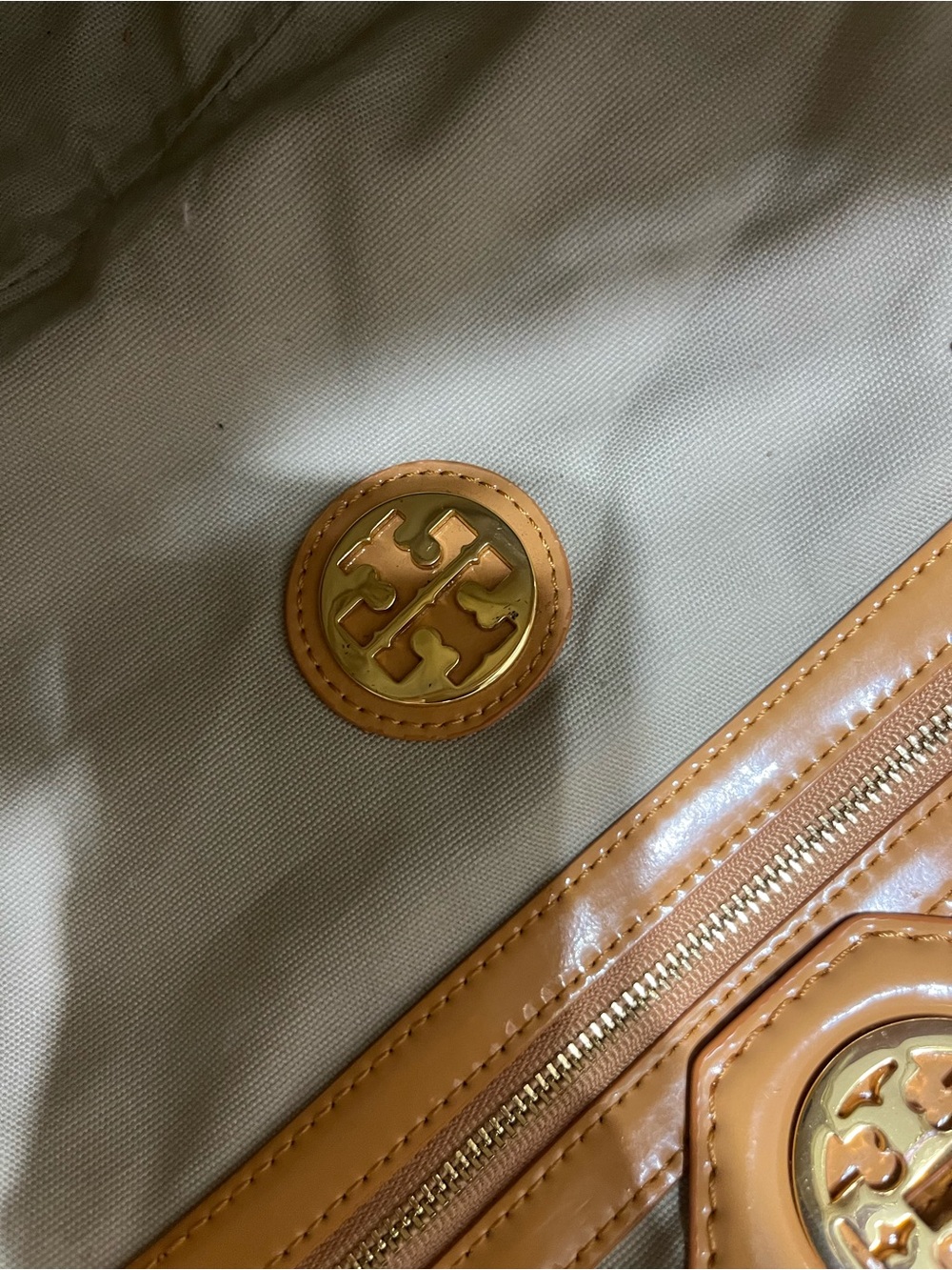 Tory Burch Woven Straw Tote with Gold Chain Handles - Tan - Picture 8 of 11